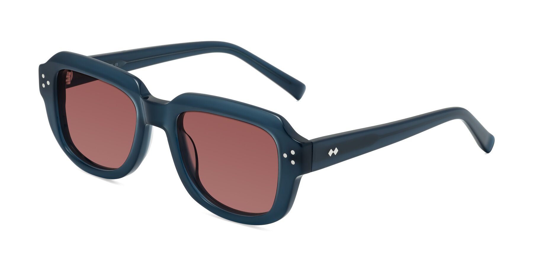 Angle of Bruges in Blue with Garnet Tinted Lenses