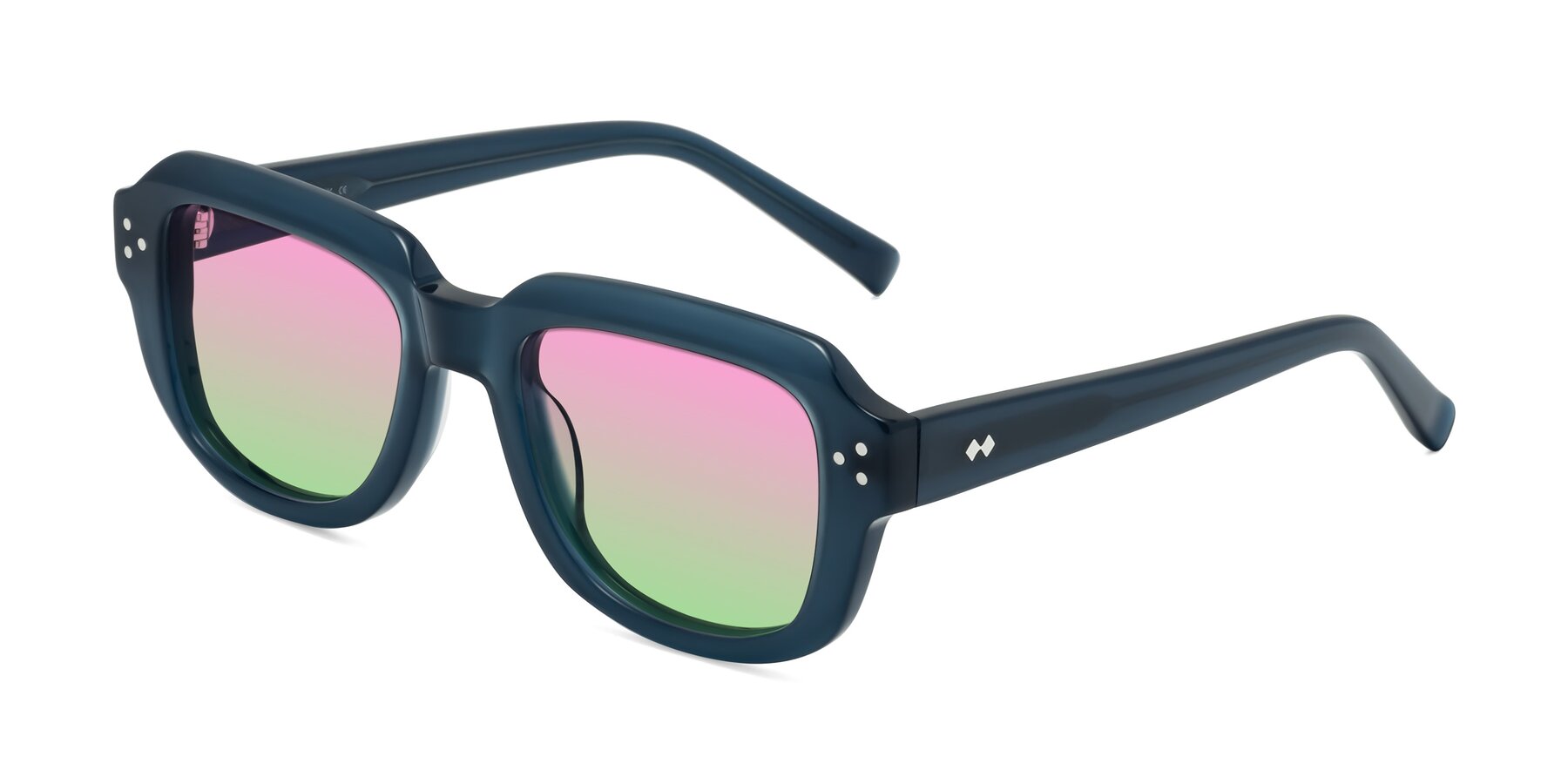 Angle of Bruges in Blue with Pink / Green Gradient Lenses