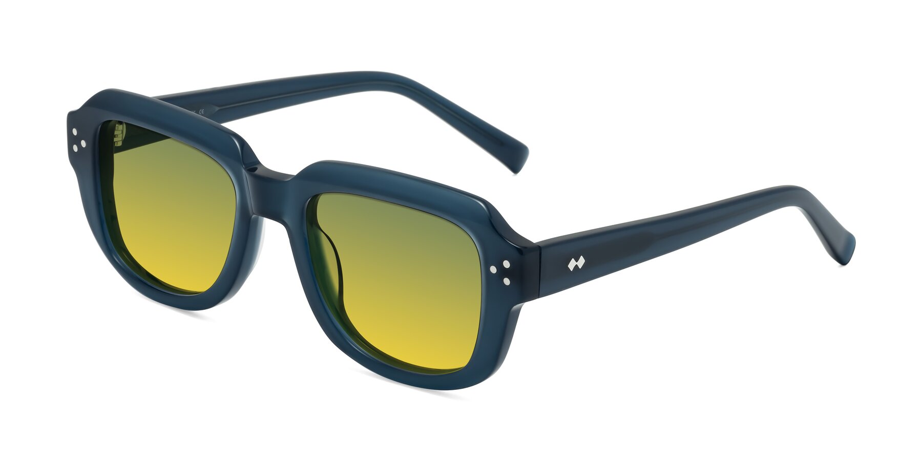 Angle of Bruges in Blue with Green / Yellow Gradient Lenses