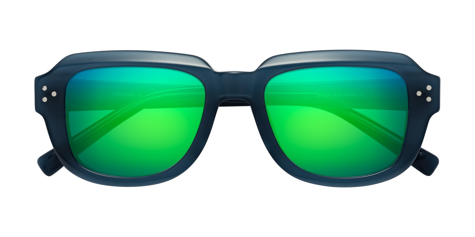 Folded Front of Bruges in Blue with Green Mirrored Lenses