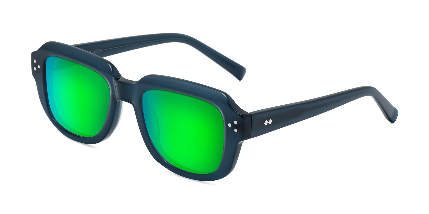 Angle of Bruges in Blue with Green Mirrored Lenses