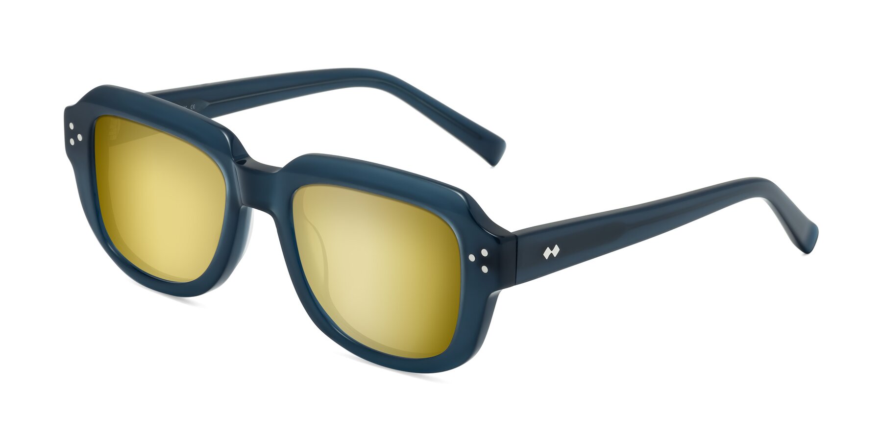 Angle of Bruges in Blue with Gold Mirrored Lenses