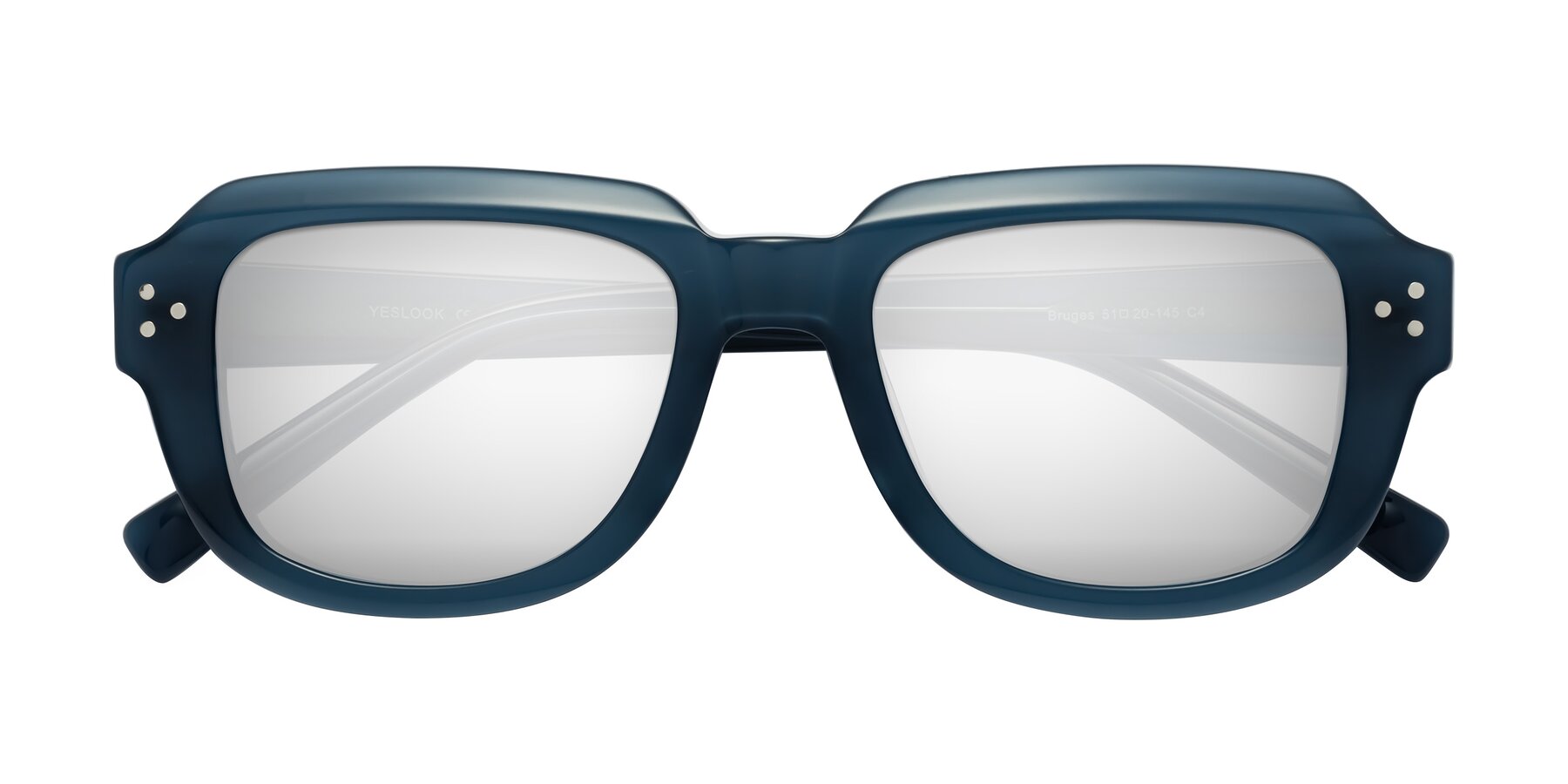 Folded Front of Bruges in Blue with Silver Mirrored Lenses
