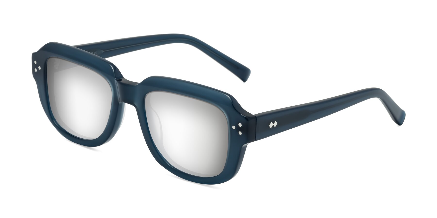 Angle of Bruges in Blue with Silver Mirrored Lenses