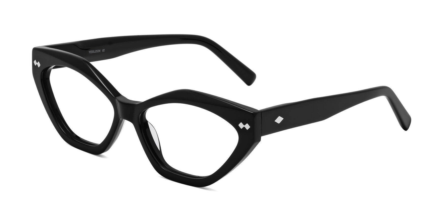 Angle of Delphi in Black with Clear Blue Light Blocking Lenses