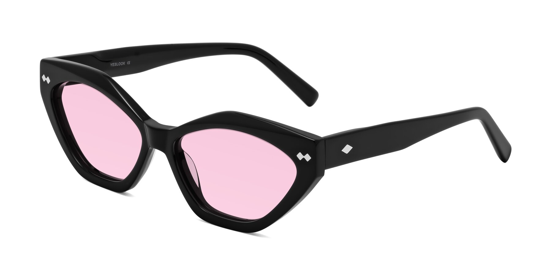 Angle of Delphi in Black with Light Pink Tinted Lenses