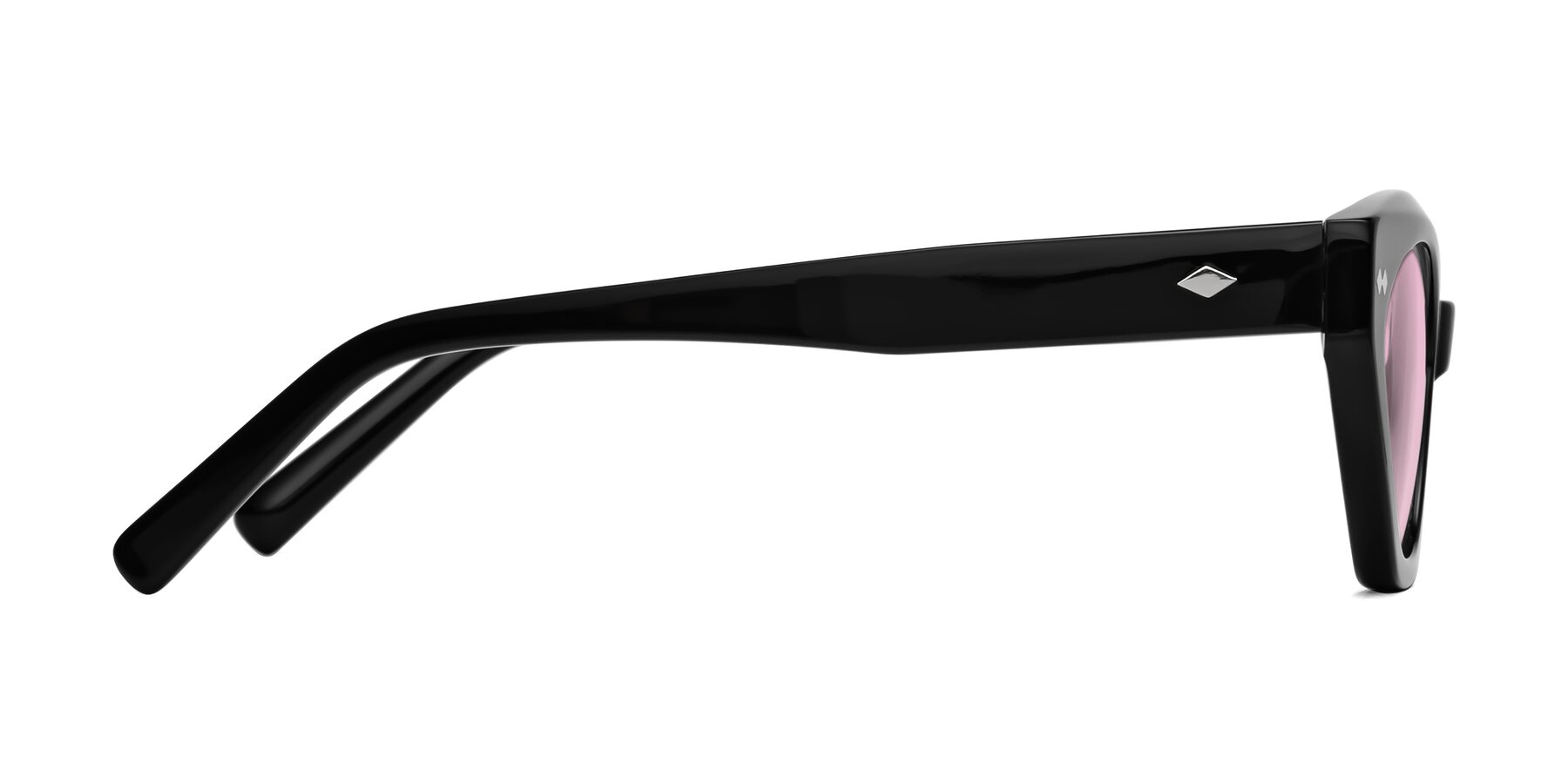 Side of Delphi in Black with Light Pink Tinted Lenses