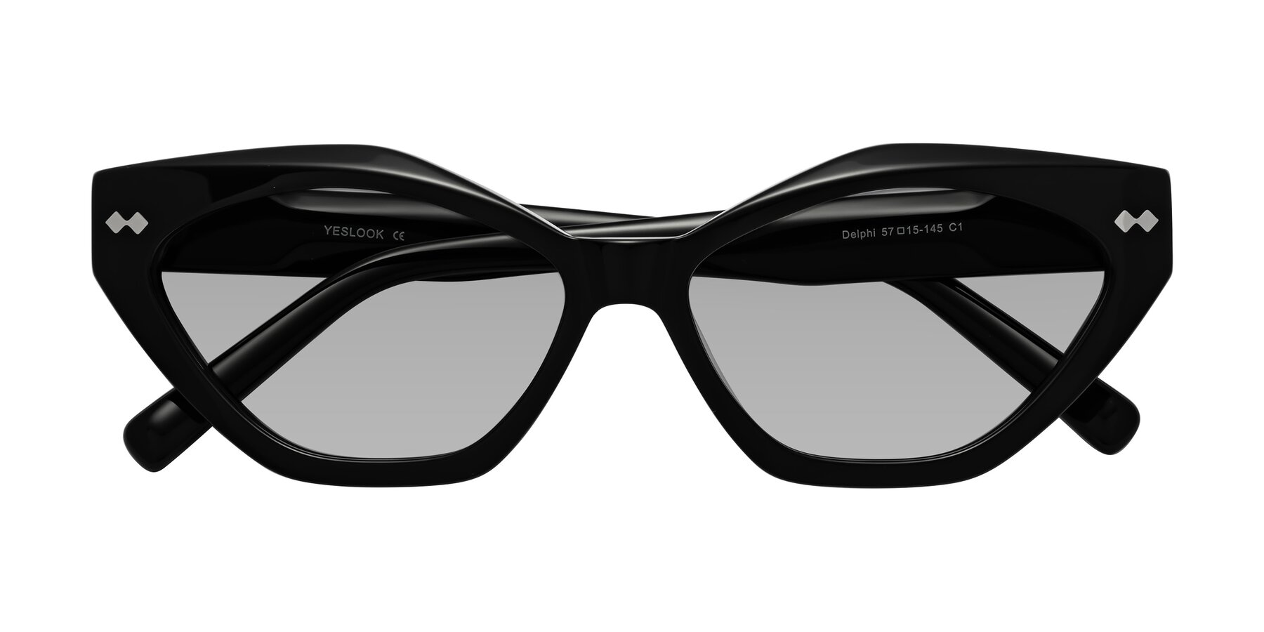 Folded Front of Delphi in Black with Light Gray Tinted Lenses