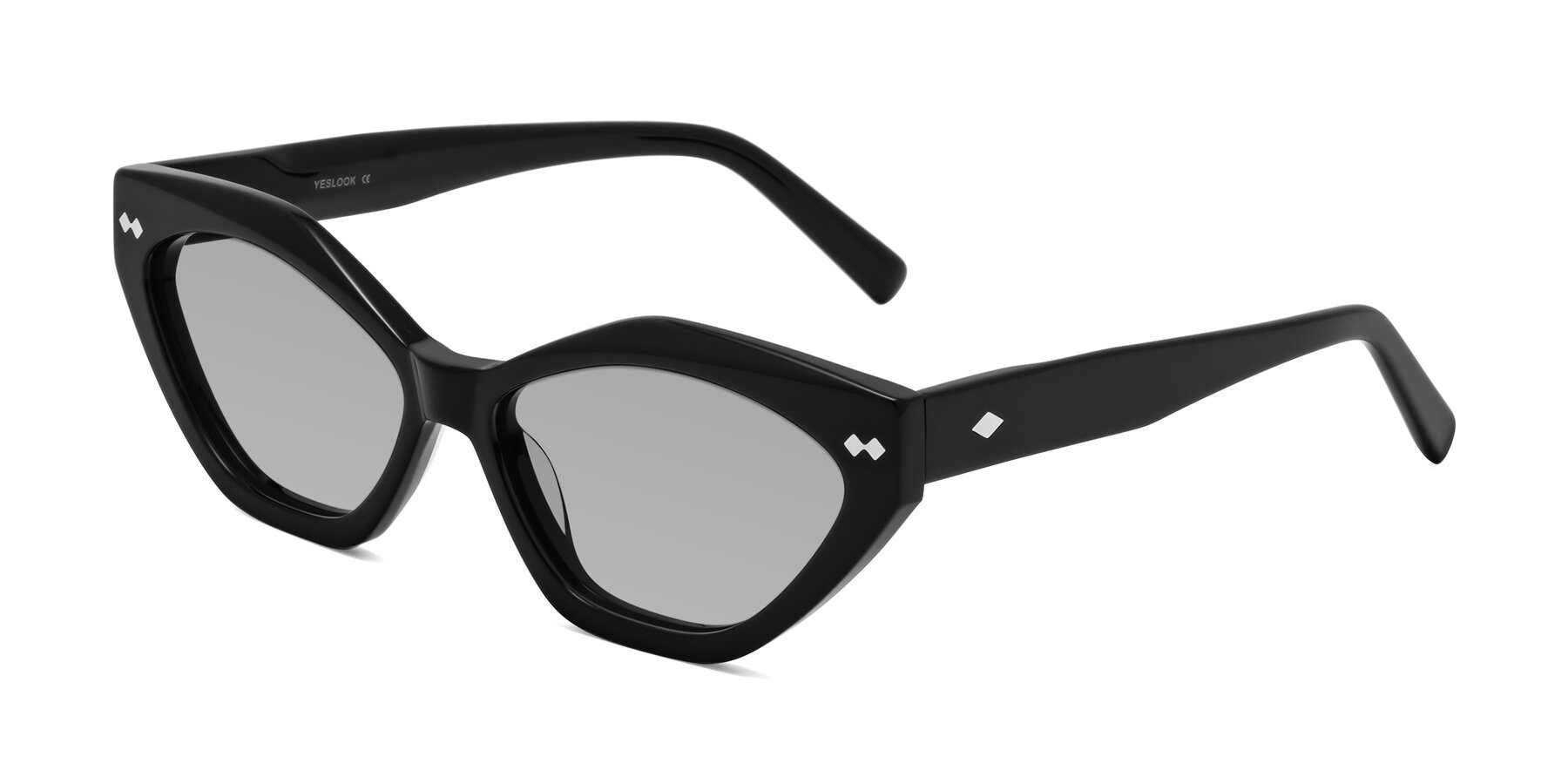 Angle of Delphi in Black with Light Gray Tinted Lenses