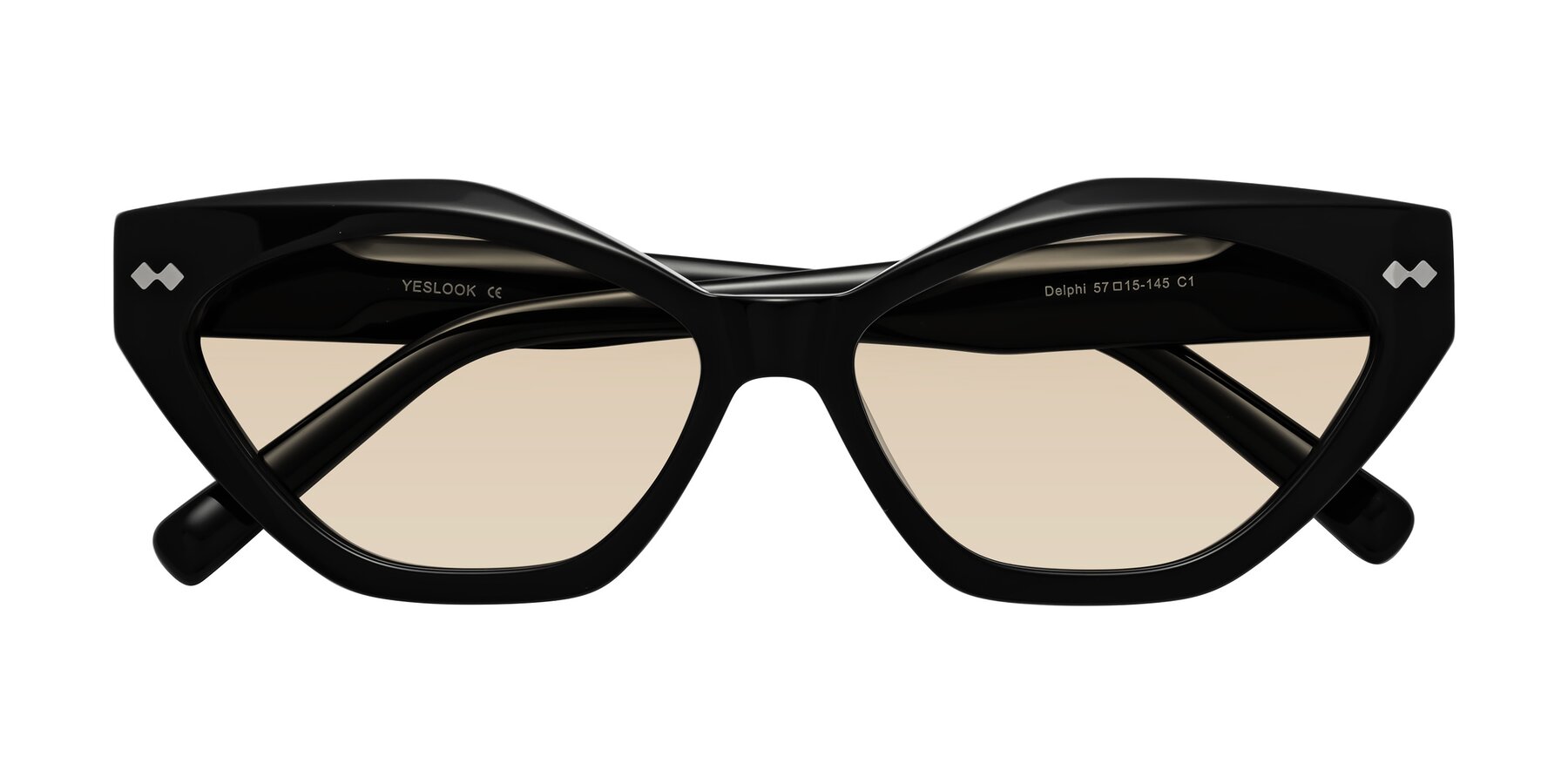 Folded Front of Delphi in Black with Light Brown Tinted Lenses