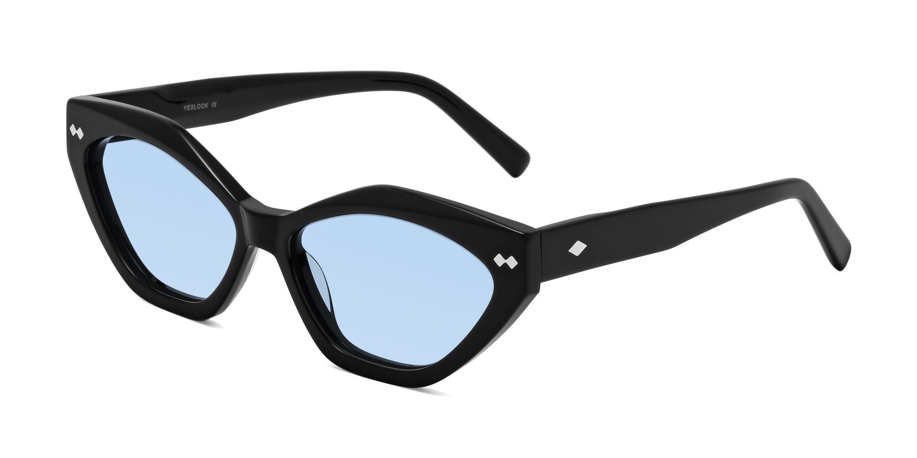 Angle of Delphi in Black with Light Blue Tinted Lenses