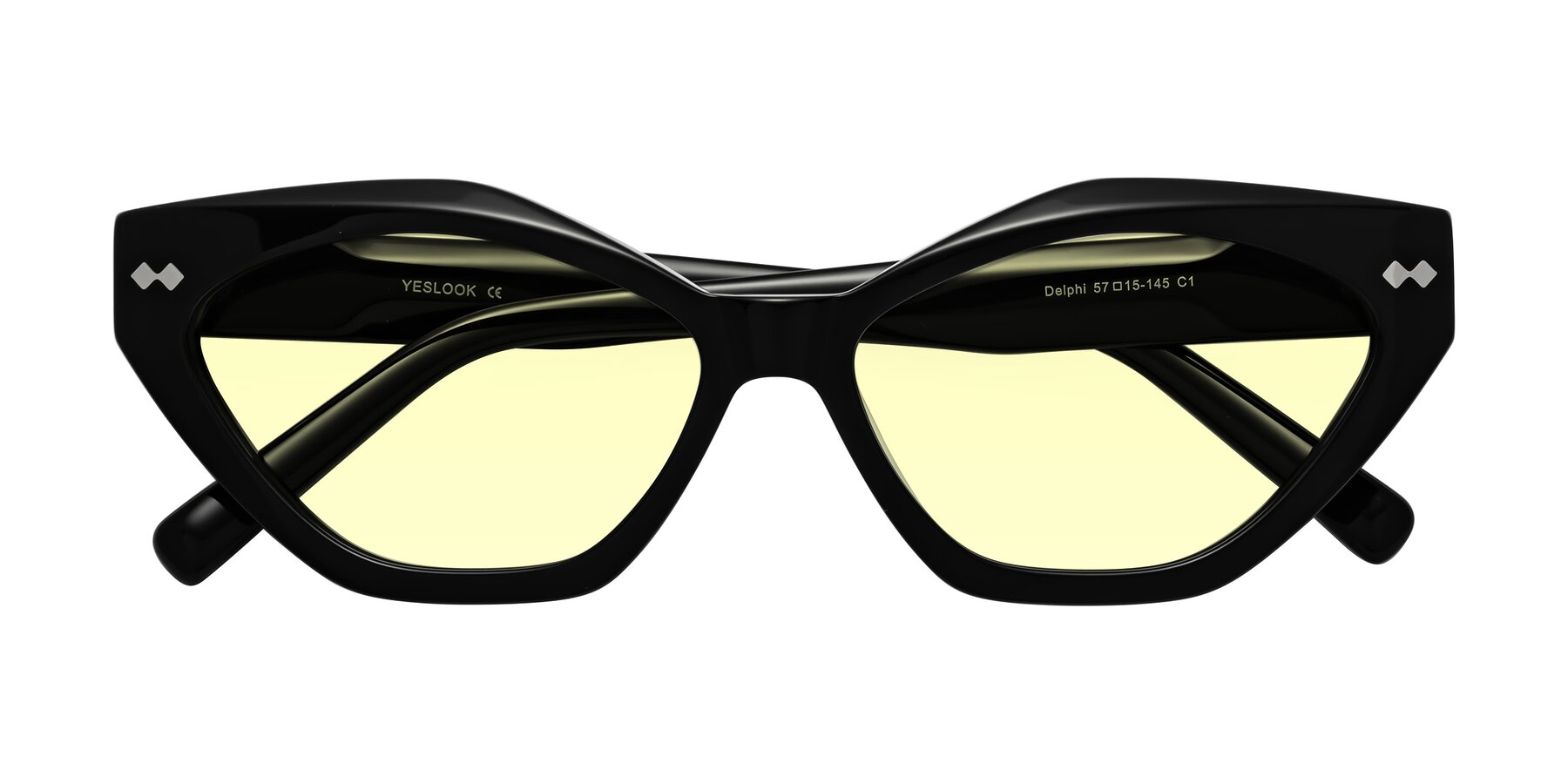 Folded Front of Delphi in Black with Light Yellow Tinted Lenses