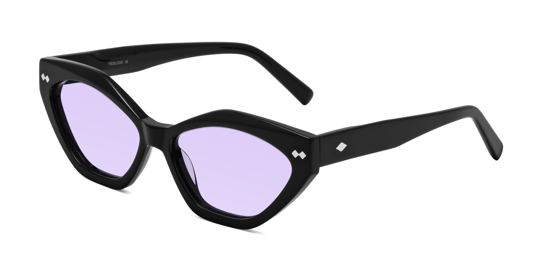 Angle of Delphi in Black with Light Purple Tinted Lenses