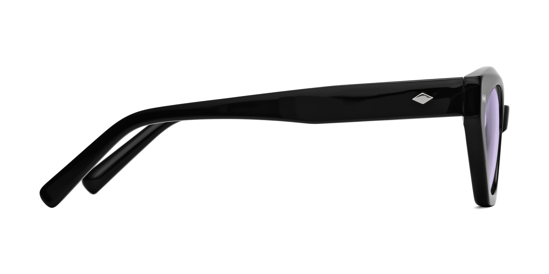 Side of Delphi in Black with Light Purple Tinted Lenses