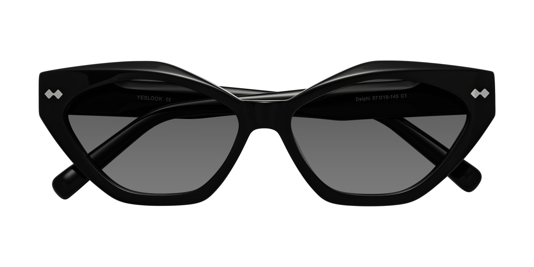 Folded Front of Delphi in Black with Medium Gray Tinted Lenses