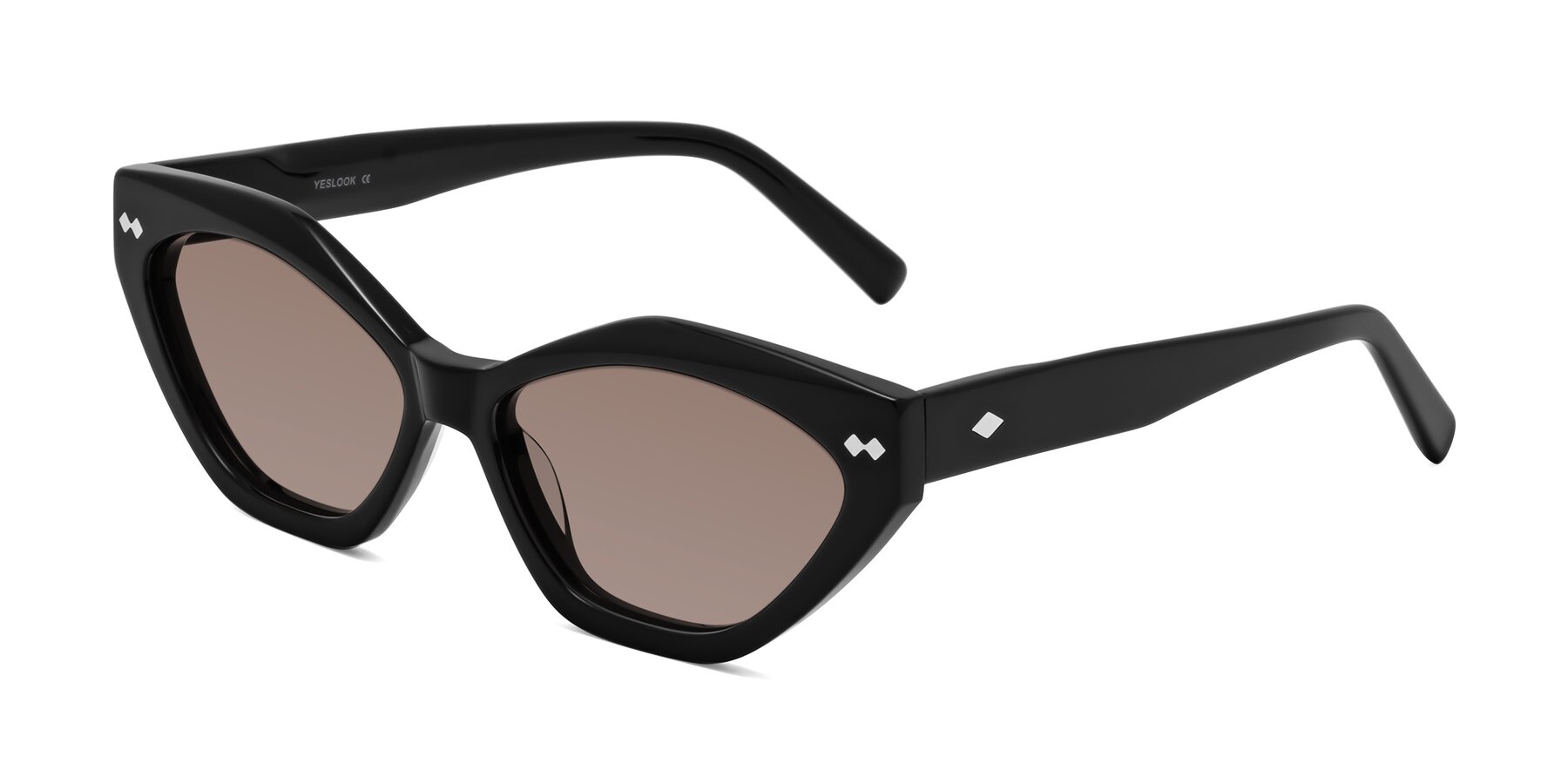 Angle of Delphi in Black with Medium Brown Tinted Lenses