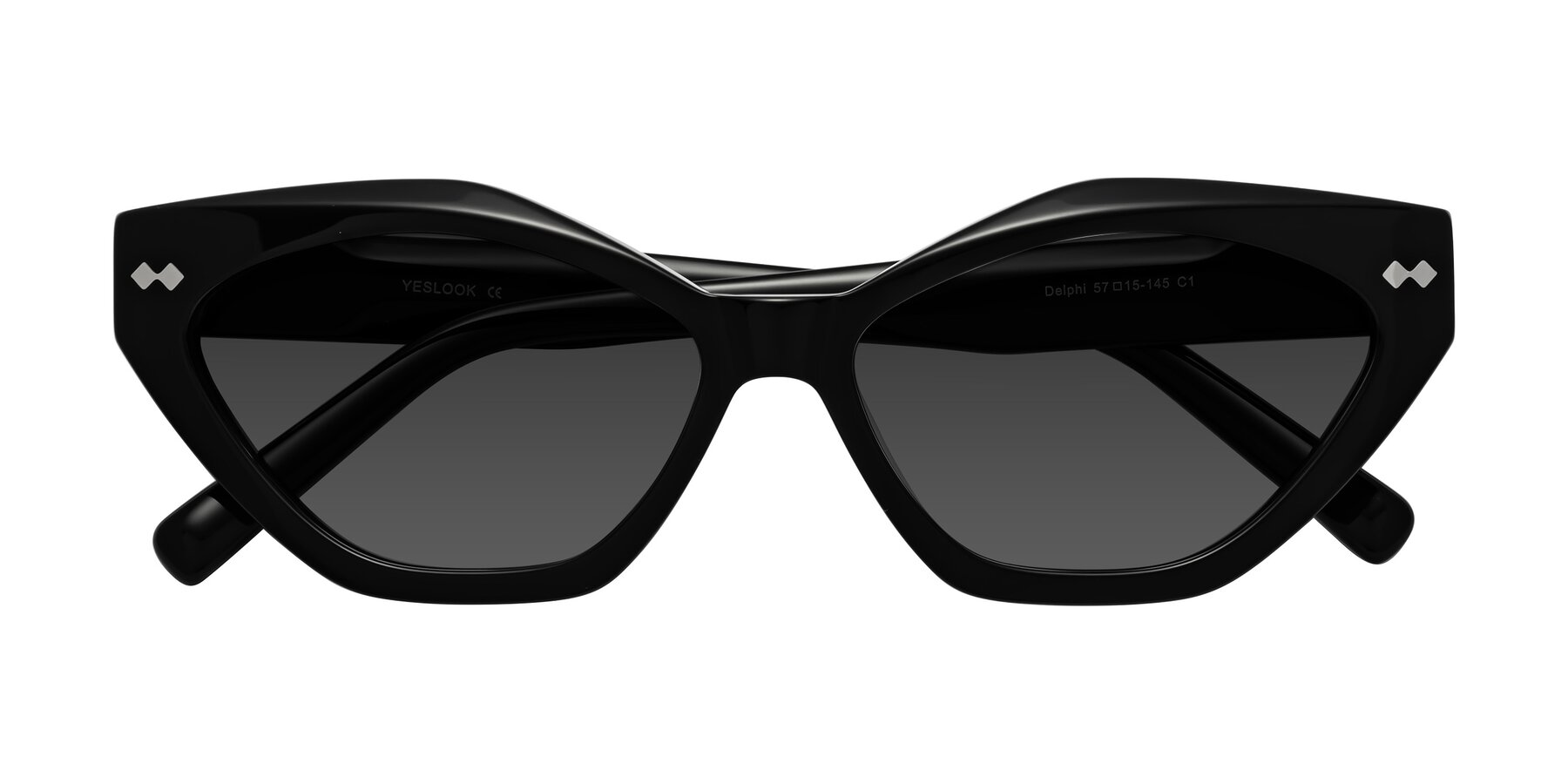 Folded Front of Delphi in Black with Gray Tinted Lenses
