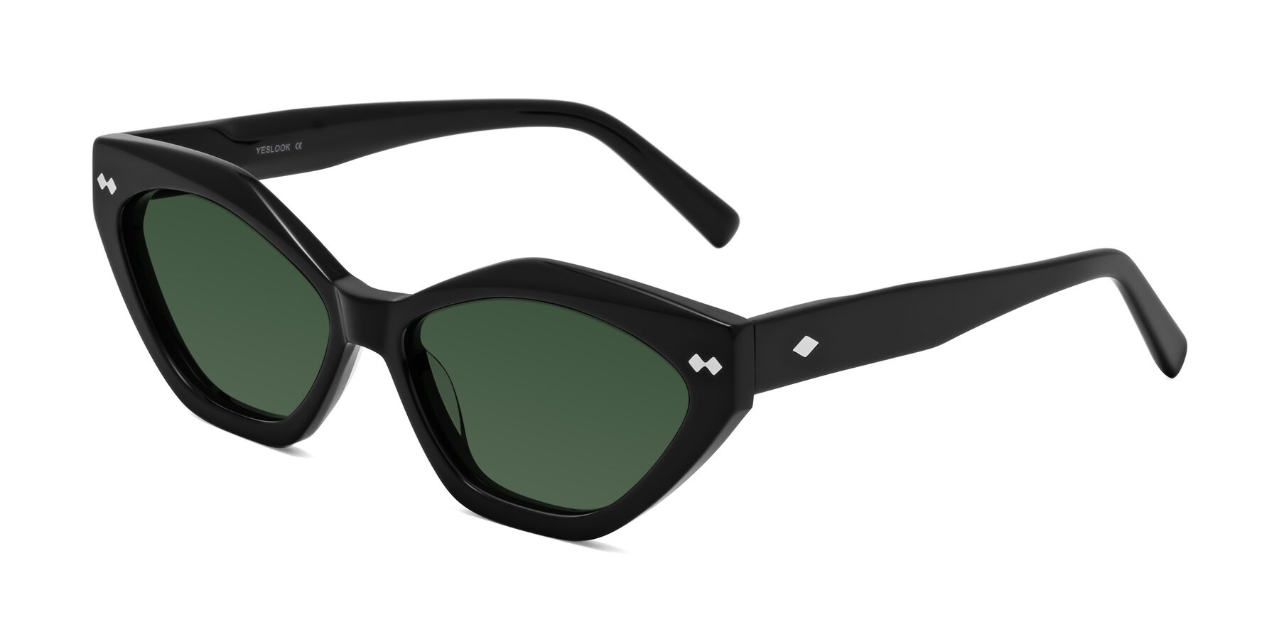 Angle of Delphi in Black with Green Tinted Lenses