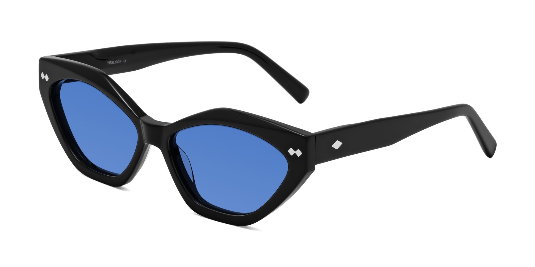 Angle of Delphi in Black with Blue Tinted Lenses
