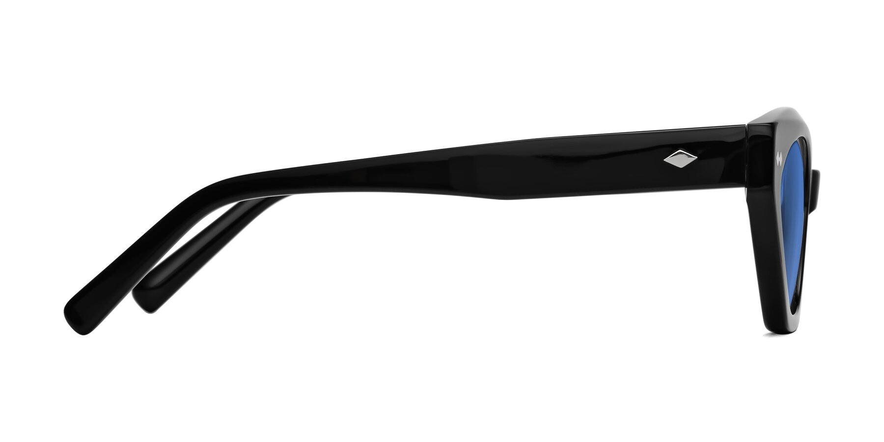 Side of Delphi in Black with Blue Tinted Lenses