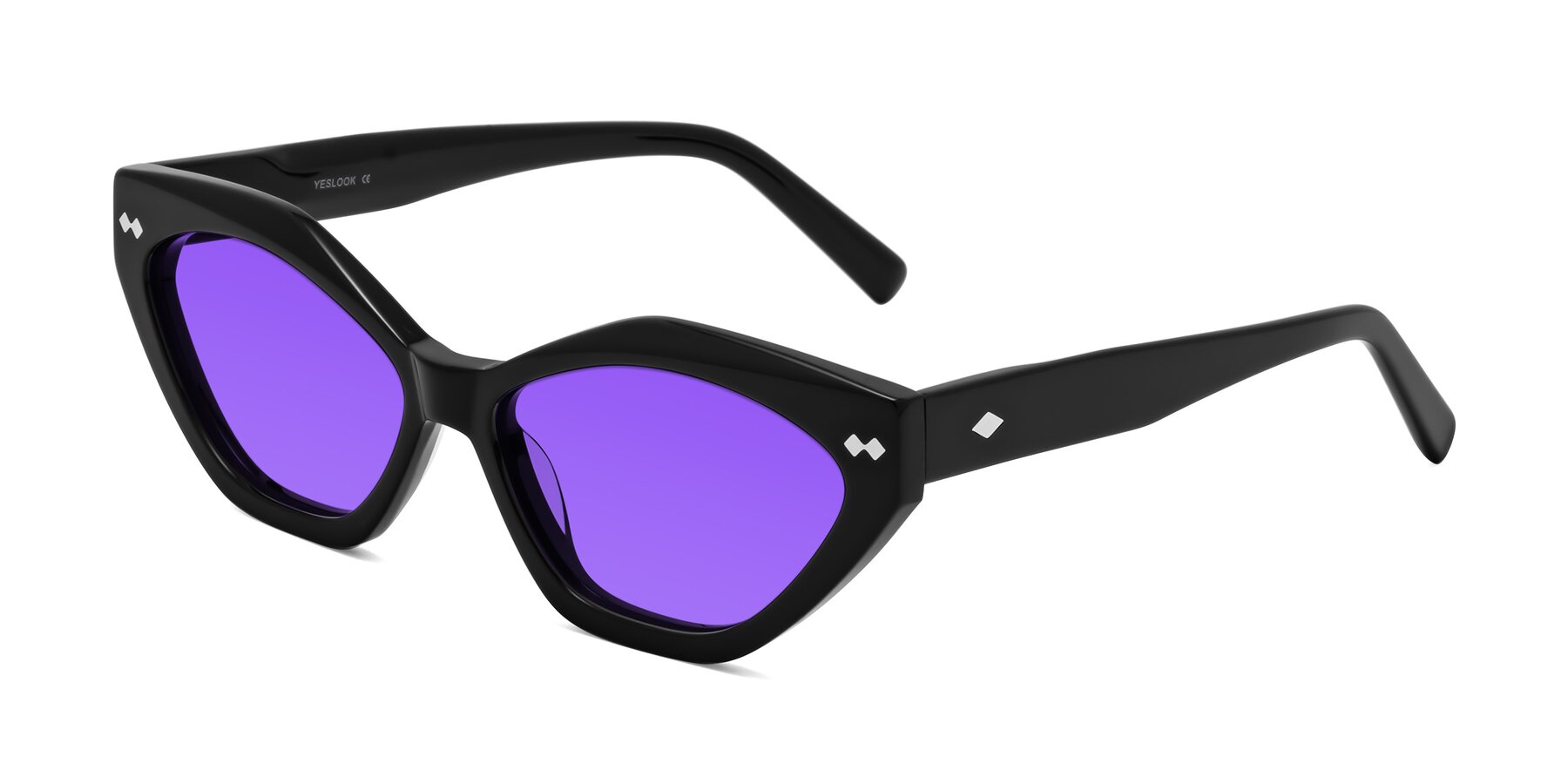 Angle of Delphi in Black with Purple Tinted Lenses