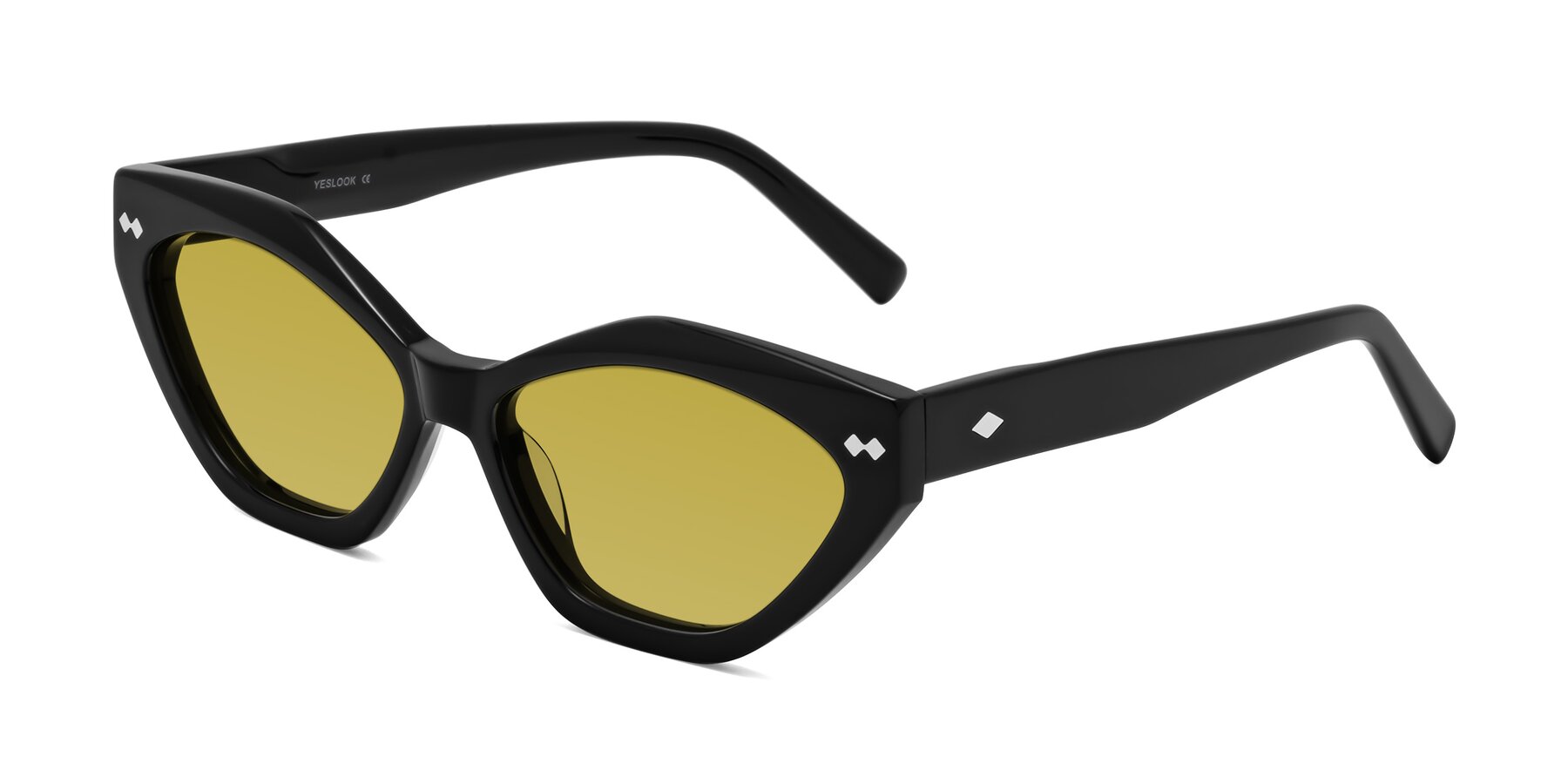 Angle of Delphi in Black with Champagne Tinted Lenses
