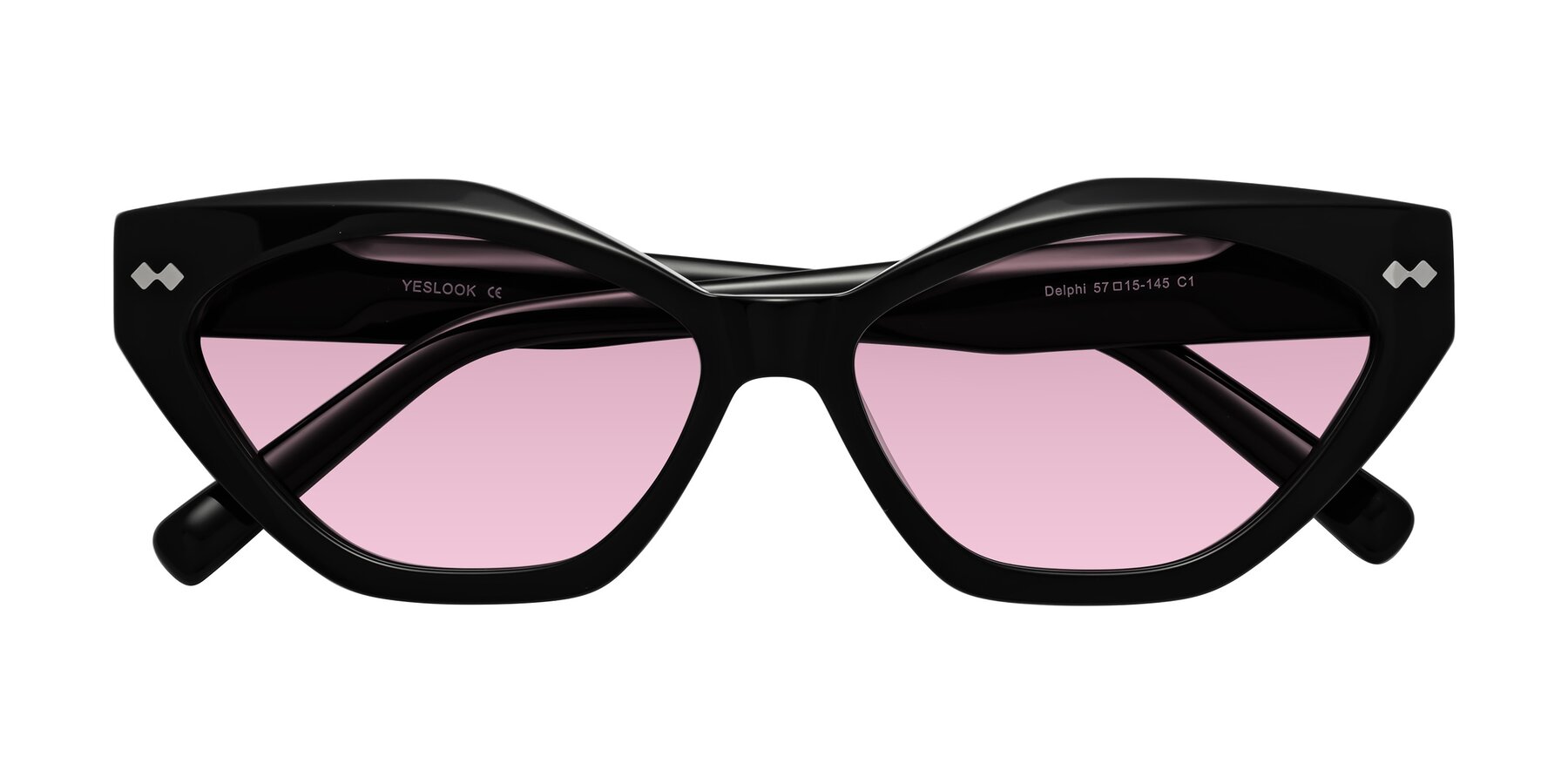 Folded Front of Delphi in Black with Light Wine Tinted Lenses