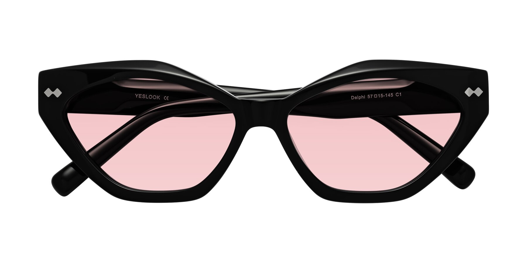 Folded Front of Delphi in Black with Light Garnet Tinted Lenses