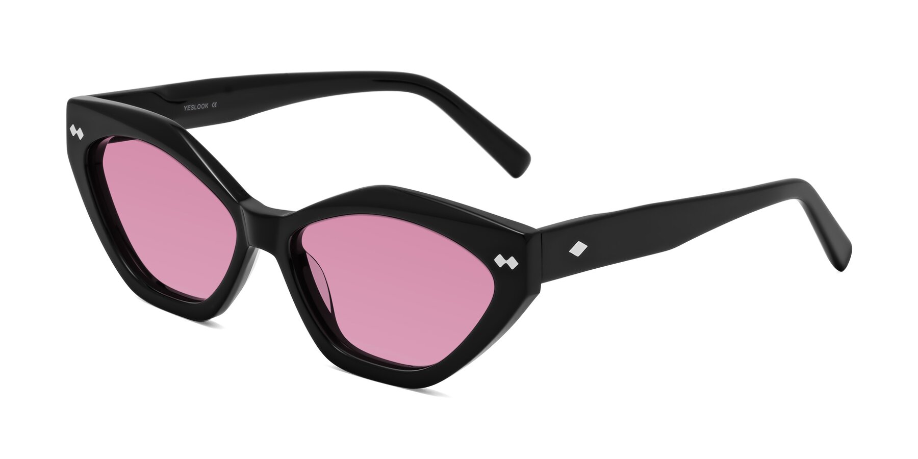 Angle of Delphi in Black with Medium Wine Tinted Lenses
