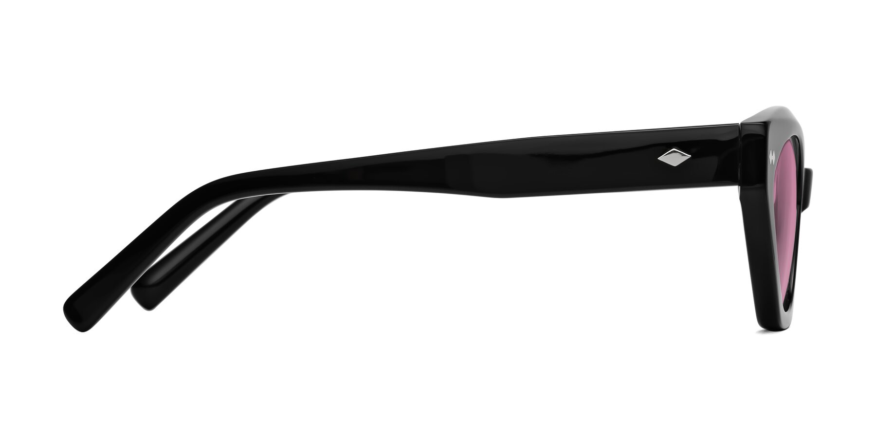 Side of Delphi in Black with Medium Wine Tinted Lenses