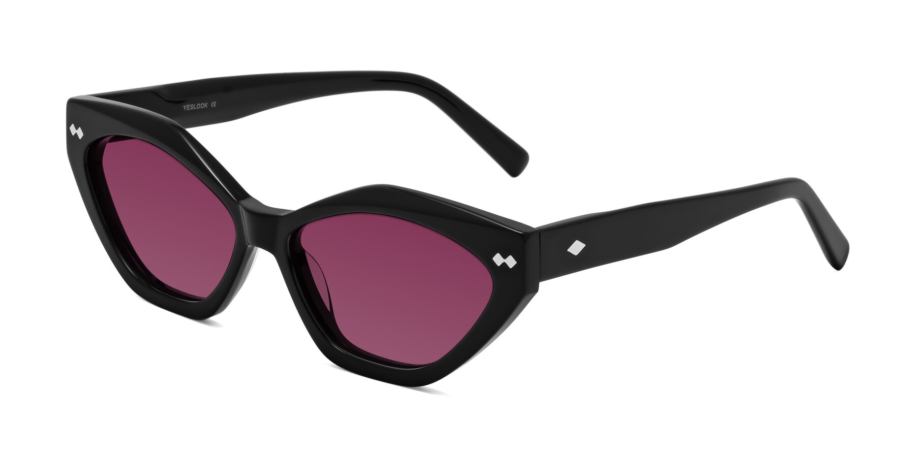 Angle of Delphi in Black with Wine Tinted Lenses