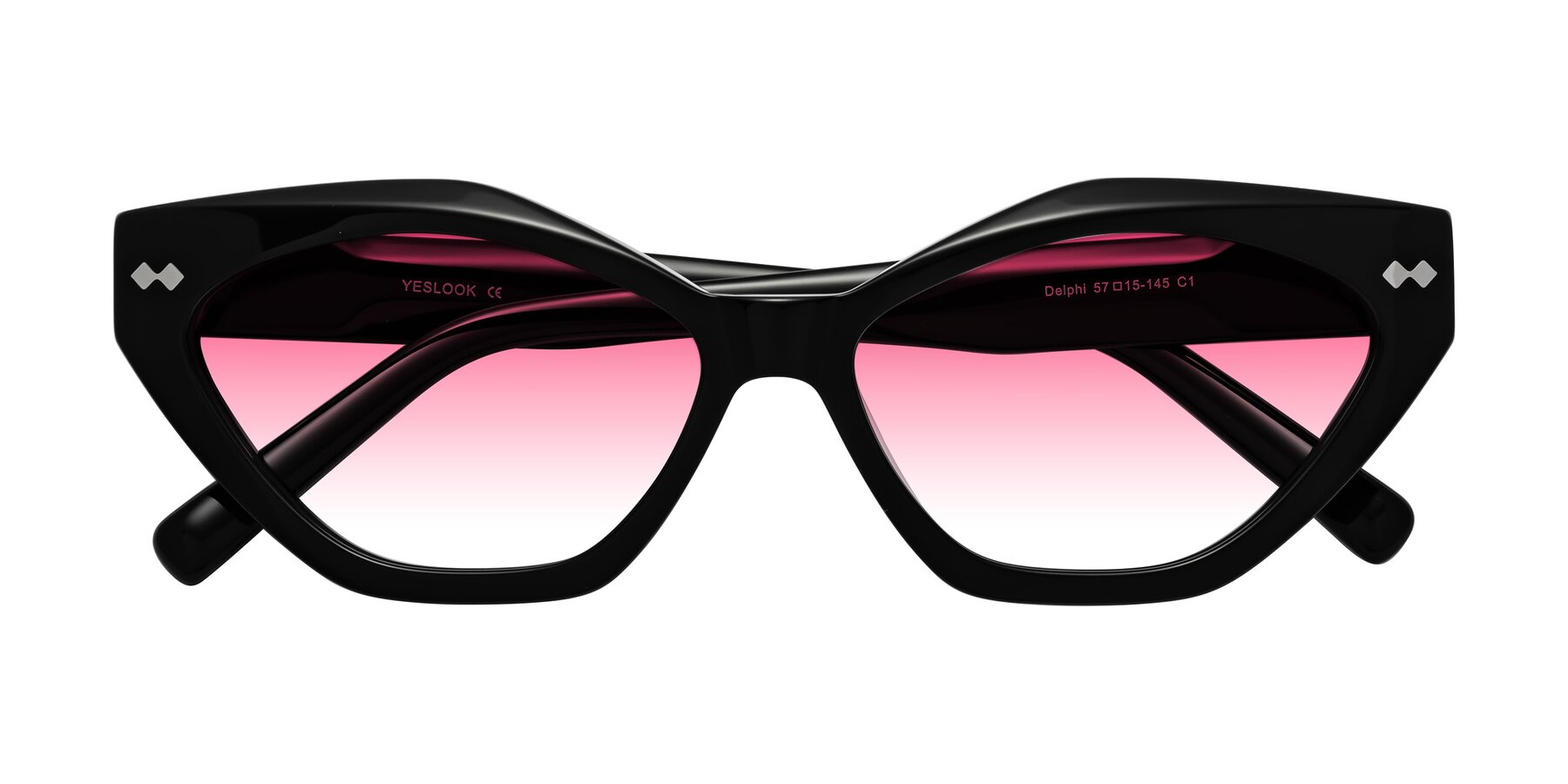 Folded Front of Delphi in Black with Pink Gradient Lenses