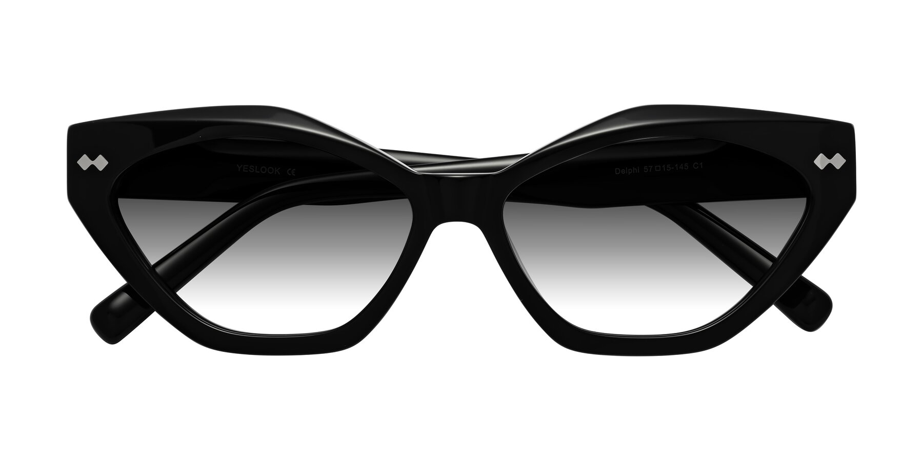 Folded Front of Delphi in Black with Gray Gradient Lenses