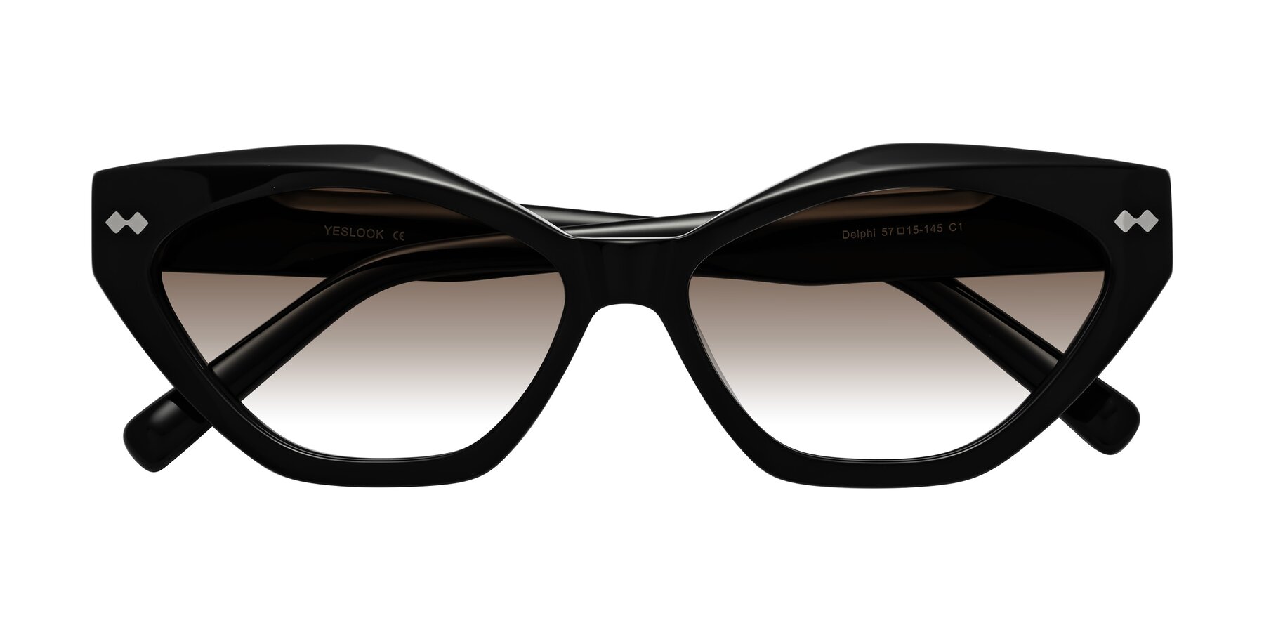 Folded Front of Delphi in Black with Brown Gradient Lenses