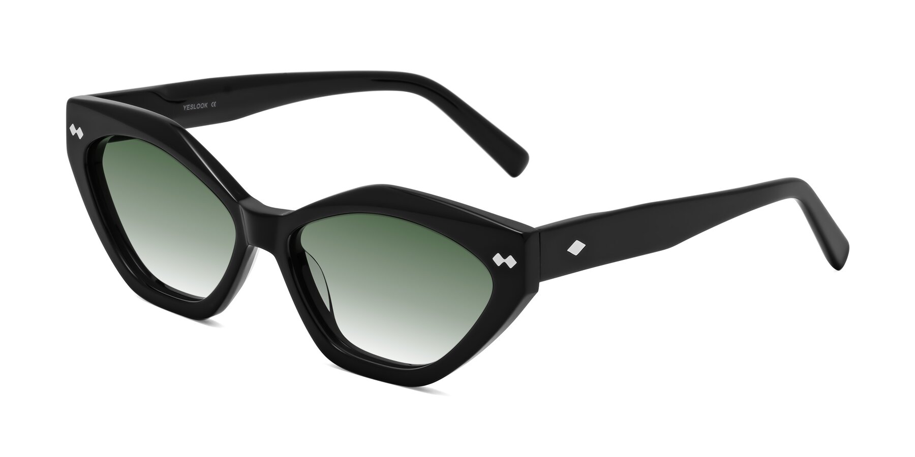 Angle of Delphi in Black with Green Gradient Lenses