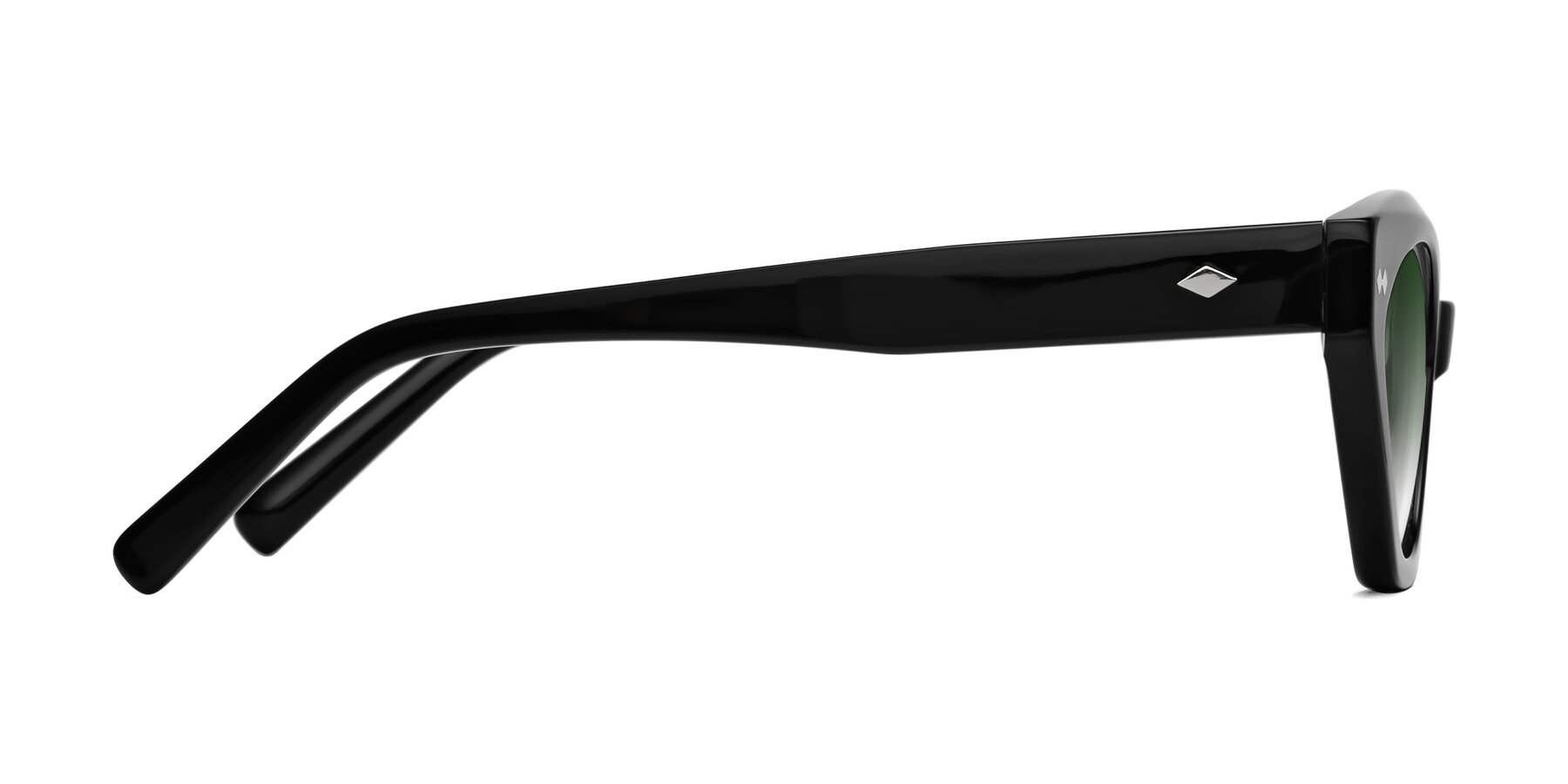 Side of Delphi in Black with Green Gradient Lenses