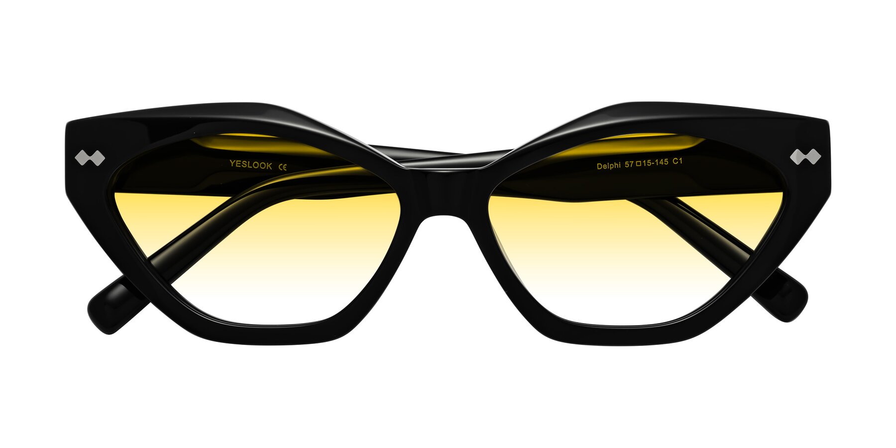 Folded Front of Delphi in Black with Yellow Gradient Lenses