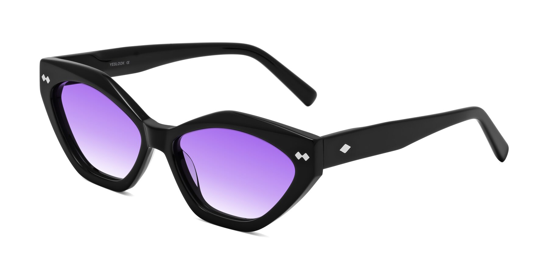Angle of Delphi in Black with Purple Gradient Lenses