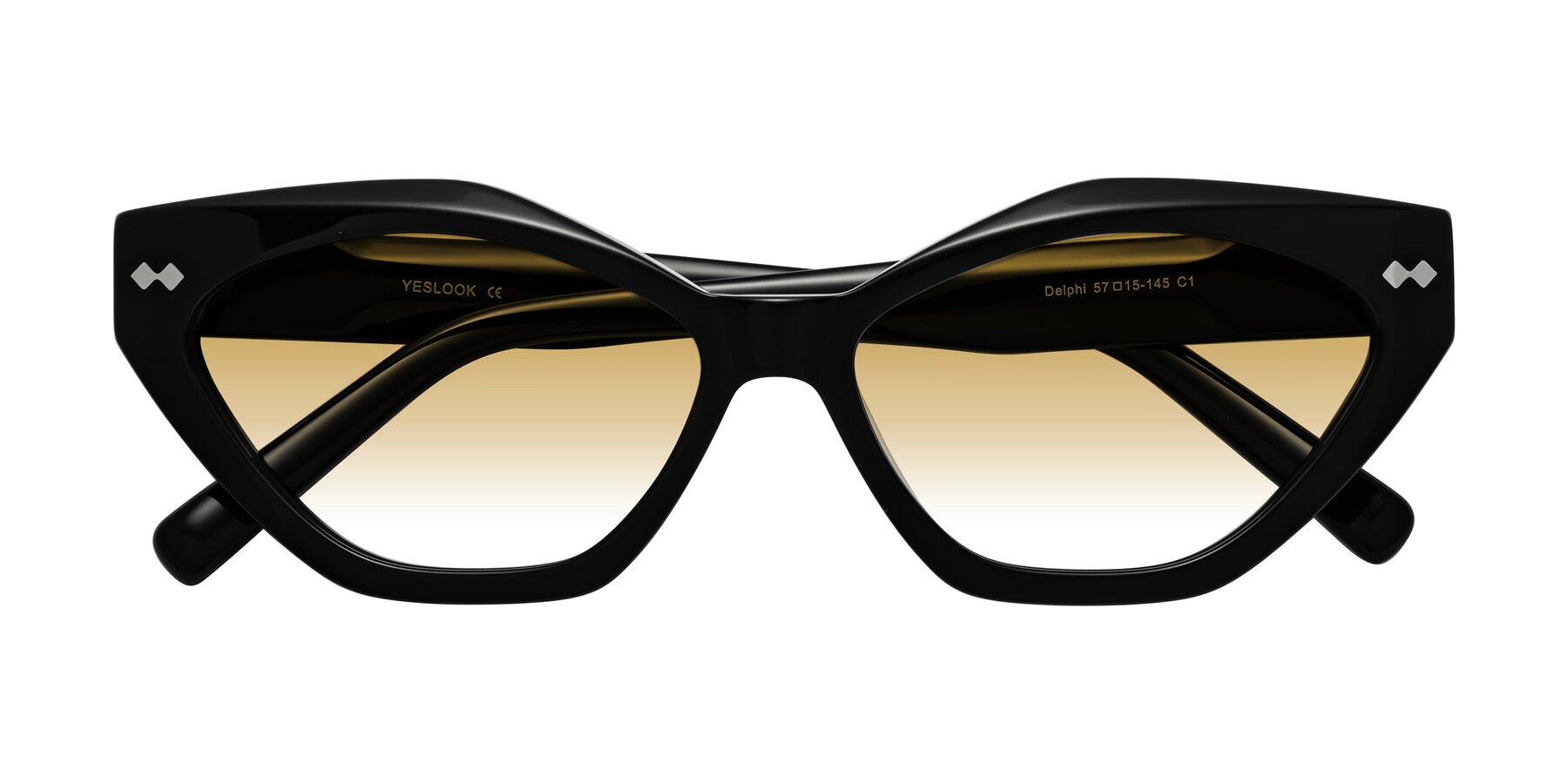 Folded Front of Delphi in Black with Champagne Gradient Lenses