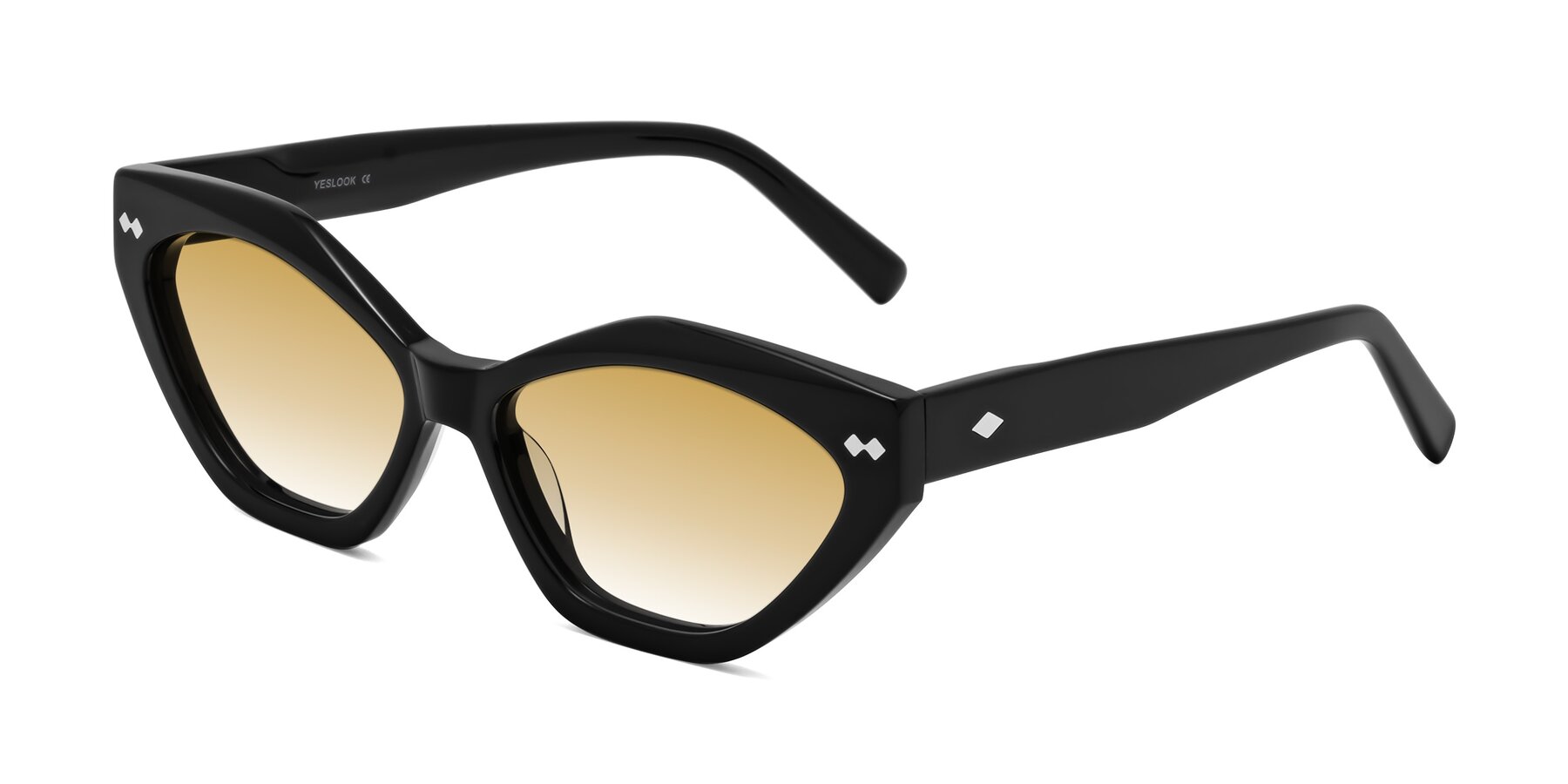 Angle of Delphi in Black with Champagne Gradient Lenses