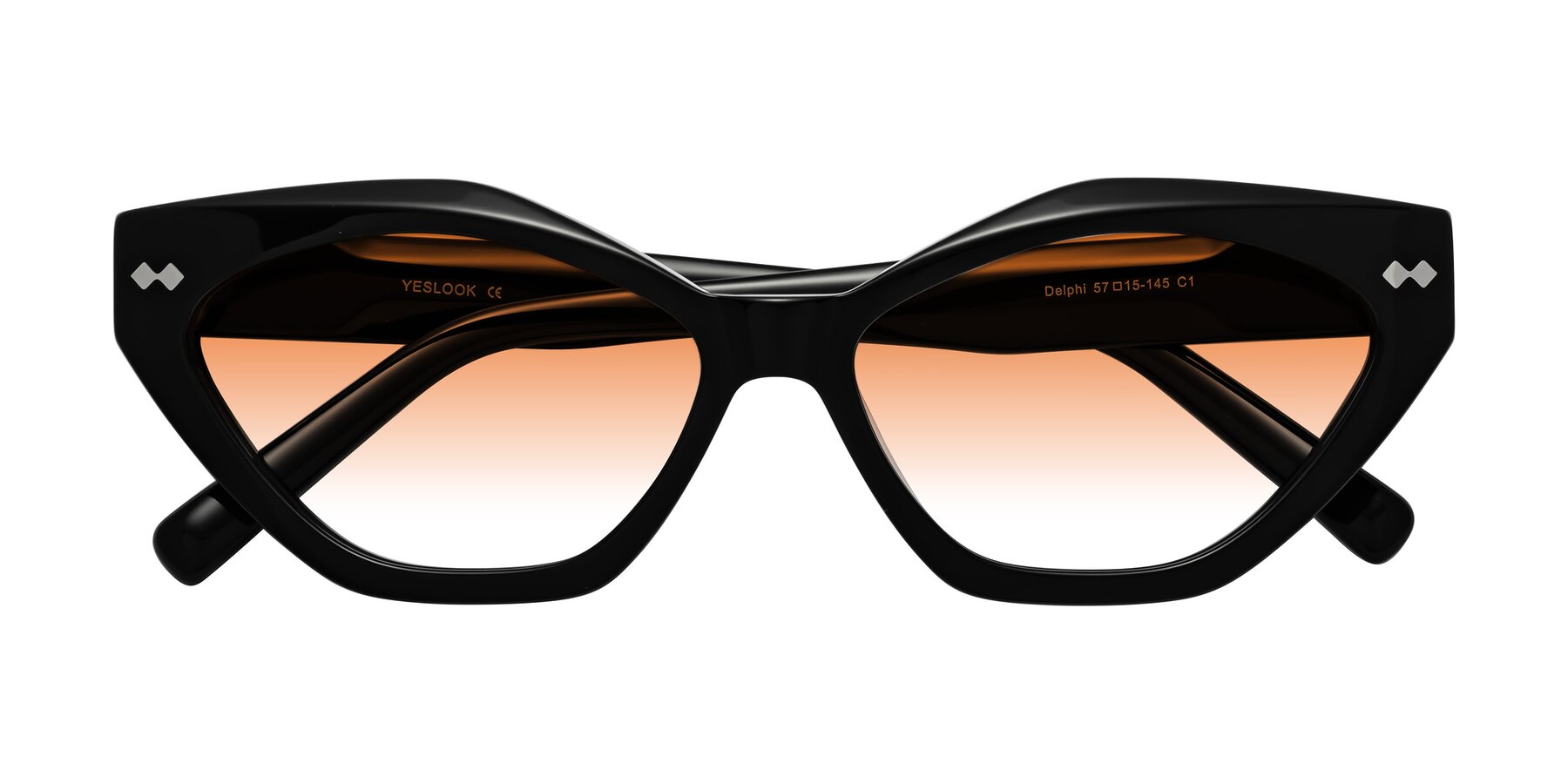 Folded Front of Delphi in Black with Orange Gradient Lenses