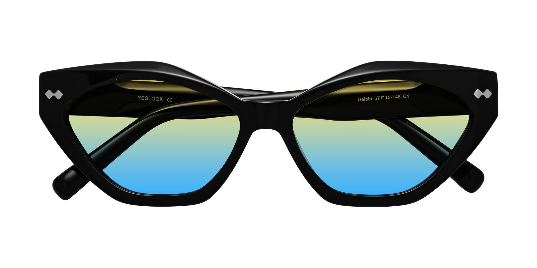 Folded Front of Delphi in Black with Yellow / Blue Gradient Lenses