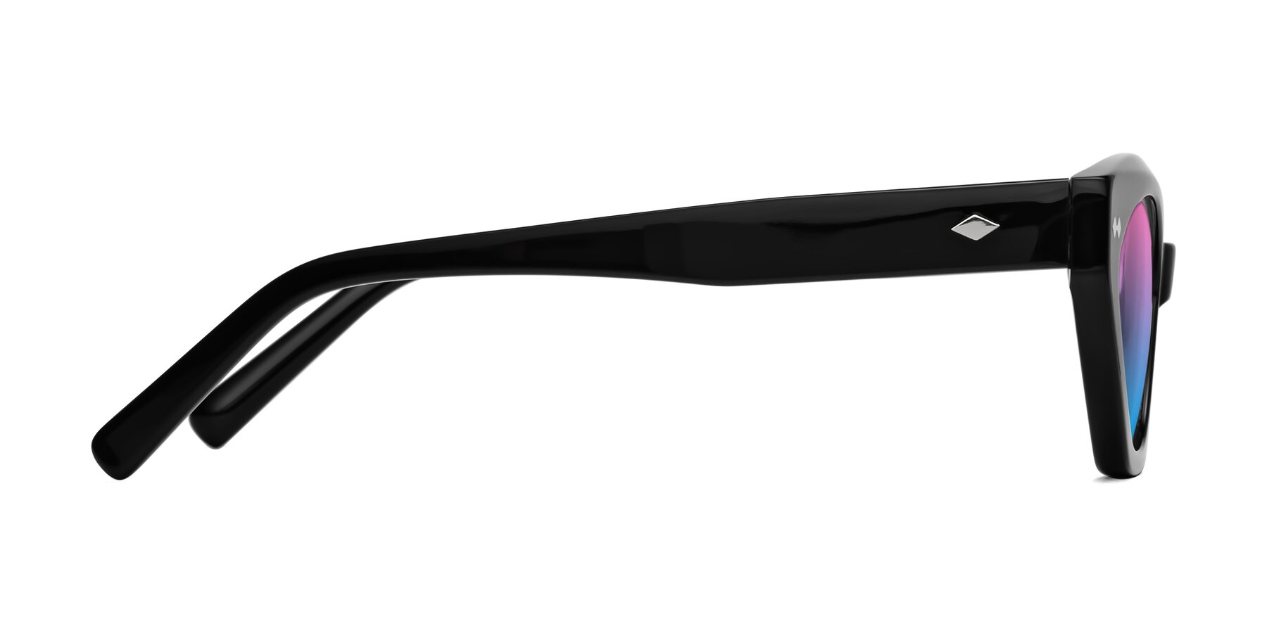 Side of Delphi in Black with Pink / Blue Gradient Lenses