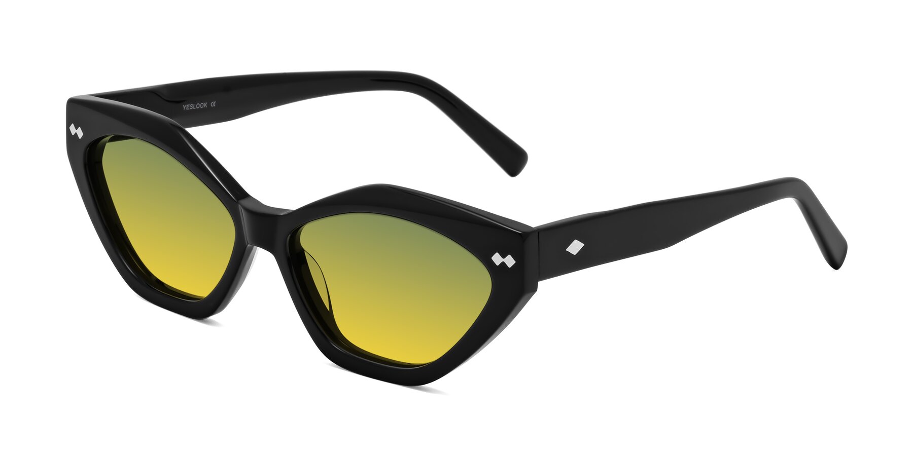 Angle of Delphi in Black with Green / Yellow Gradient Lenses