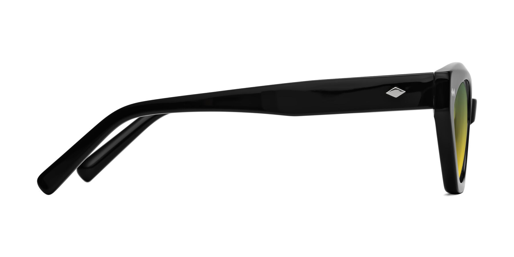 Side of Delphi in Black with Green / Yellow Gradient Lenses