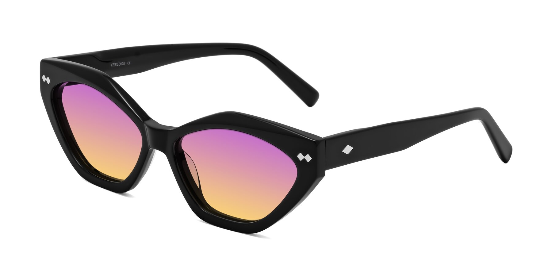 Angle of Delphi in Black with Purple / Yellow Gradient Lenses
