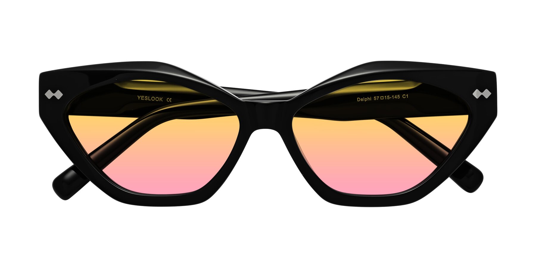 Folded Front of Delphi in Black with Yellow / Pink Gradient Lenses