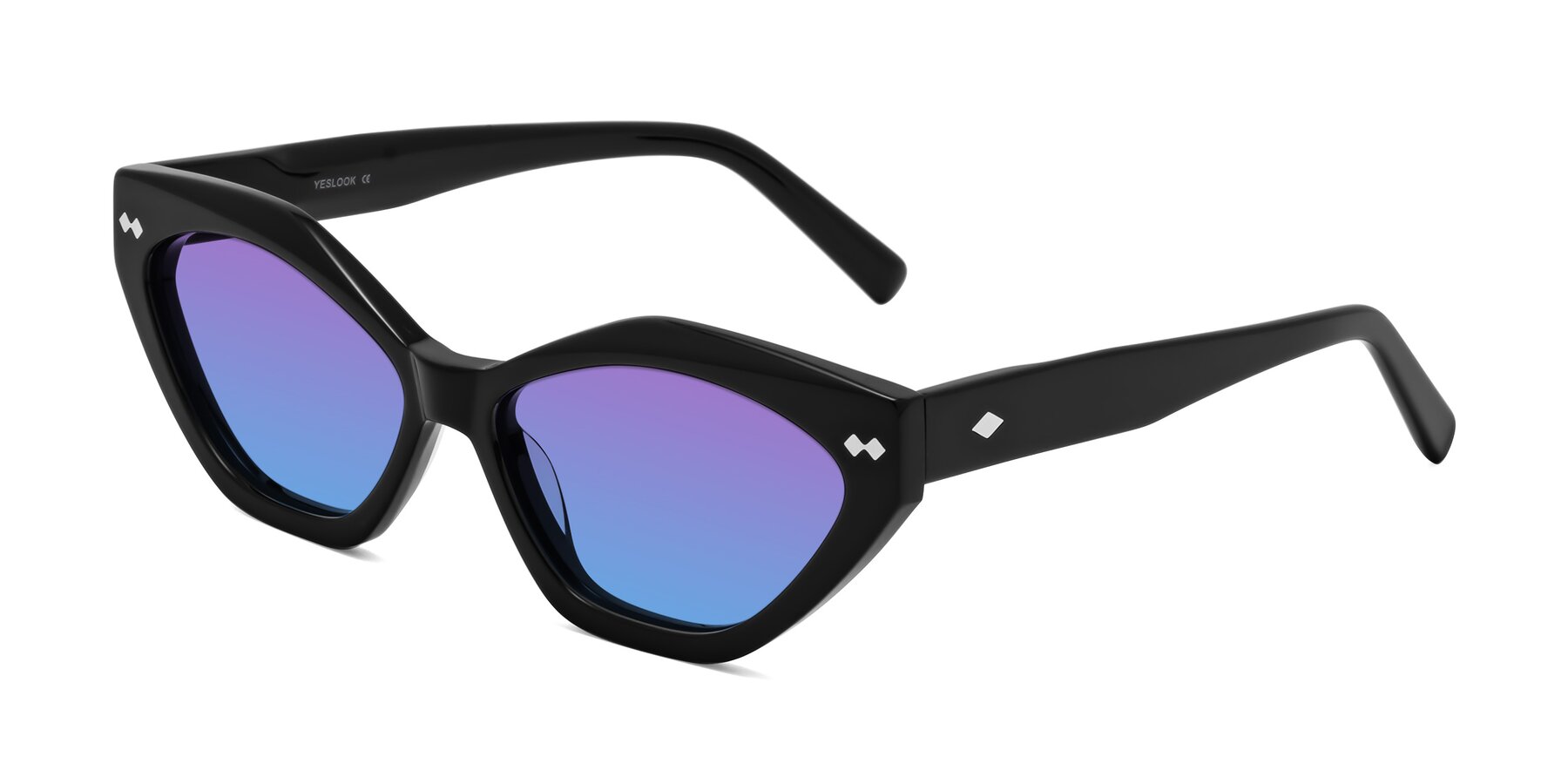 Angle of Delphi in Black with Purple / Blue Gradient Lenses