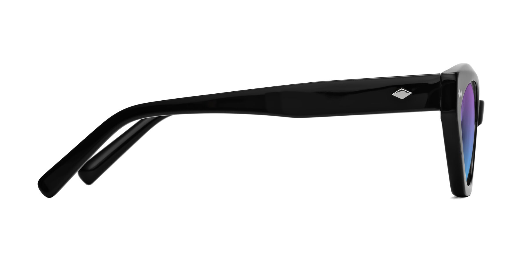 Side of Delphi in Black with Purple / Blue Gradient Lenses
