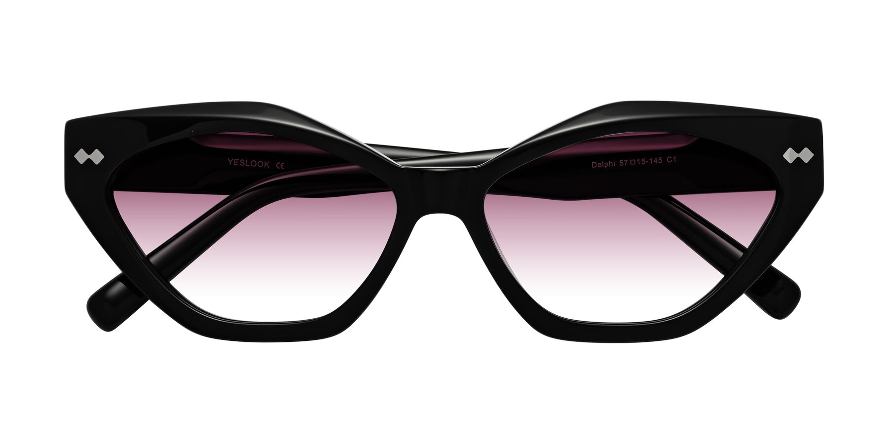 Folded Front of Delphi in Black with Wine Gradient Lenses